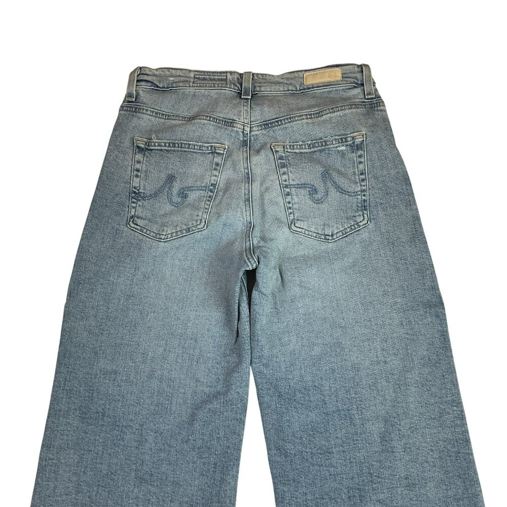 AG Saige Wide Leg Crop High Rise Fit Jeans Womens 27 Blue Raw Hem - Picture 6 of 12
